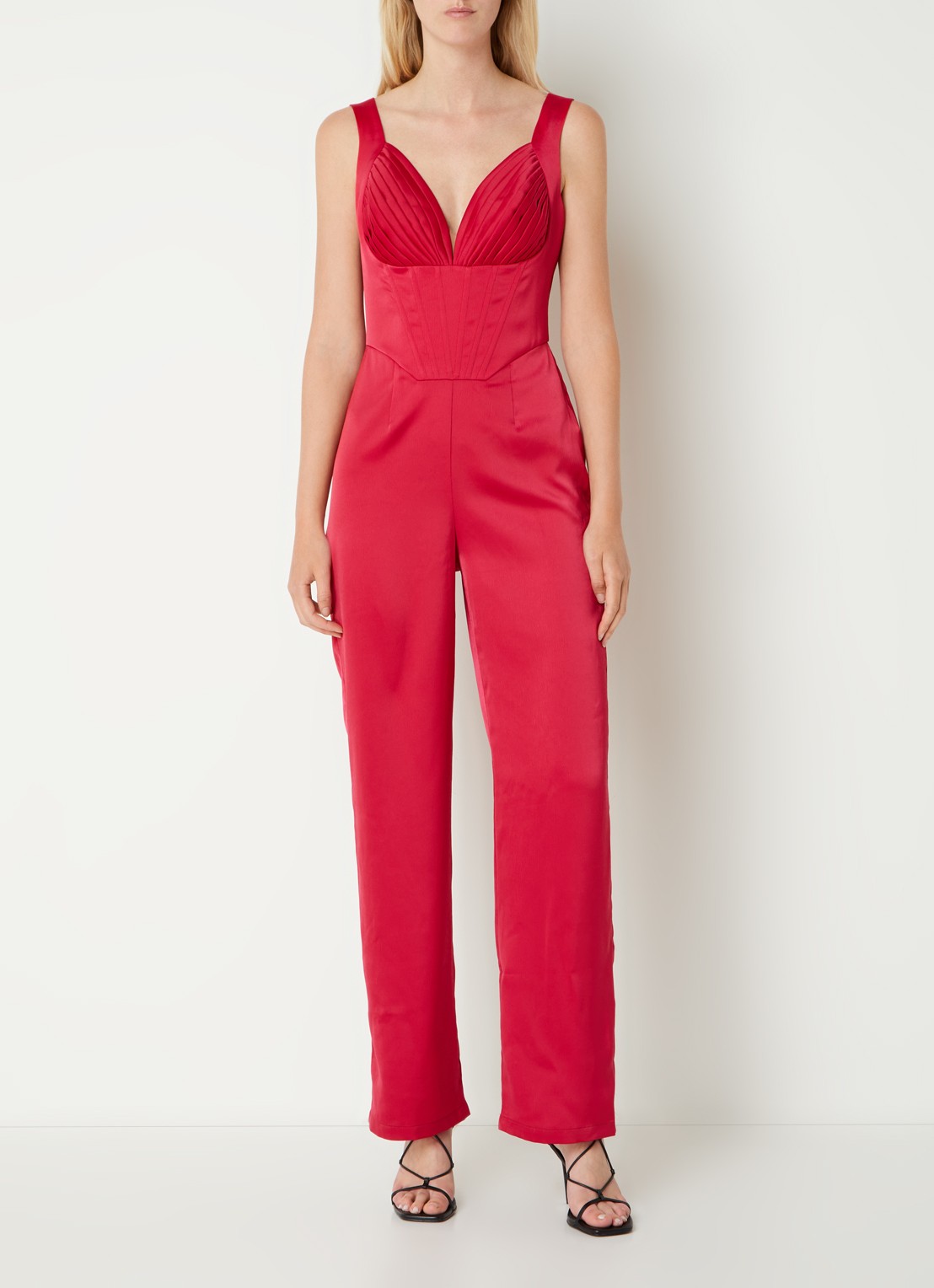 Chi Chi London Straight fit jumpsuit met plooidetail  - detail 2 donkerroze