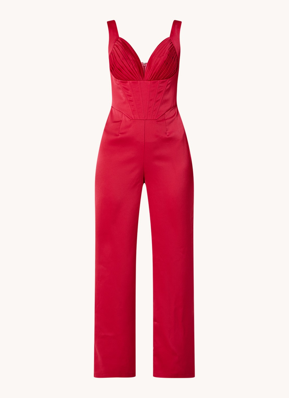 Chi Chi London Straight fit jumpsuit met plooidetail  - voorkant 3 donkerroze