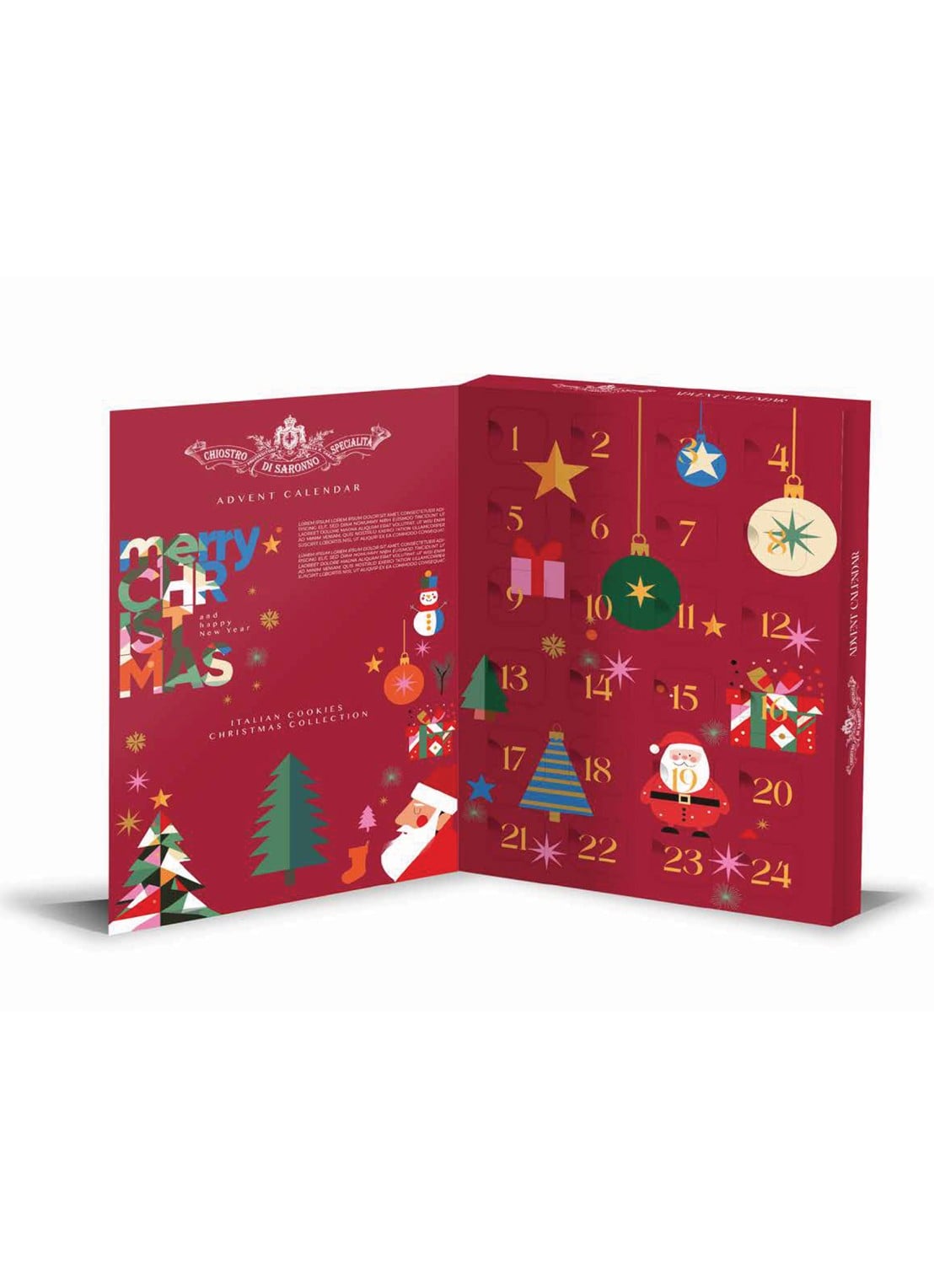 Chiostro di Saronno Adventskalender 210 gram - 24 dagen - voorkant undefined