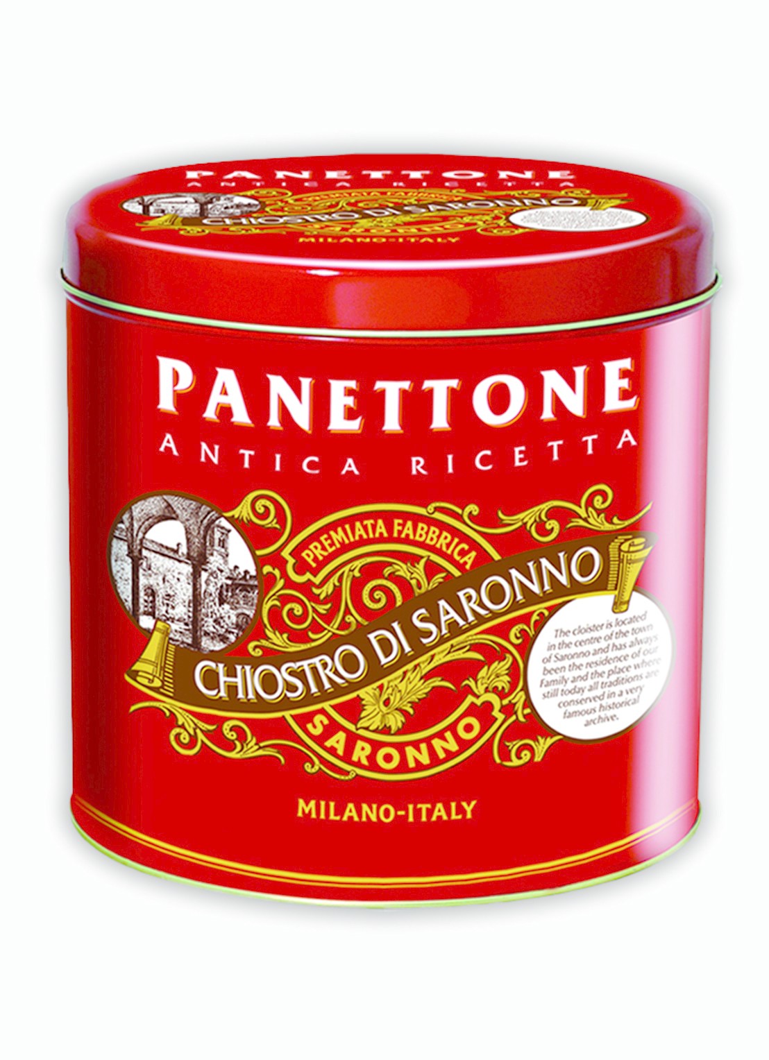Chiostro di Saronno Classico Panettone Elegance in blik 1000 gram - voorkant beige