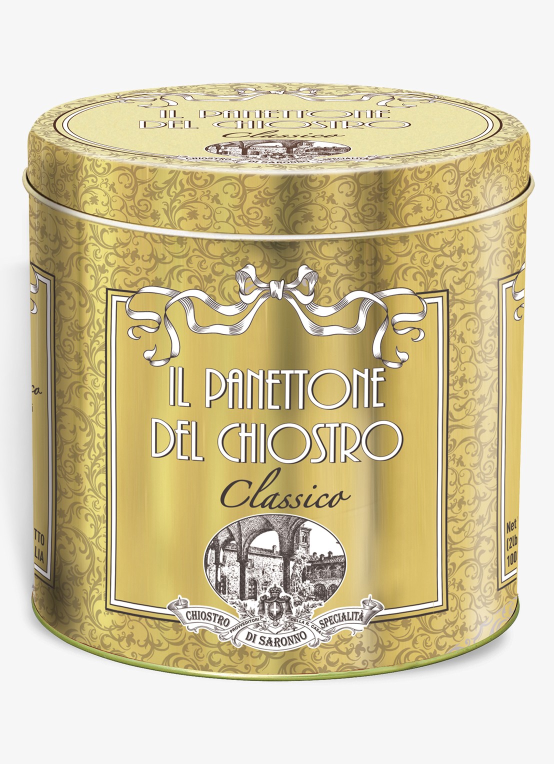 Chiostro di Saronno Classico panettone in blik 1000 gram - voorkant beige