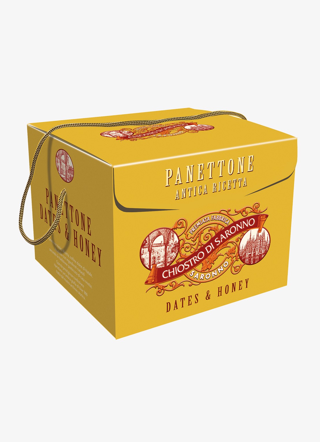 Chiostro di Saronno Honey, Dates & Almonds panettone 750 gram - voorkant beige