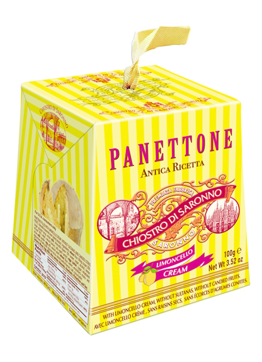 Chiostro di Saronno Limoncello panettone 100 gram - voorkant beige