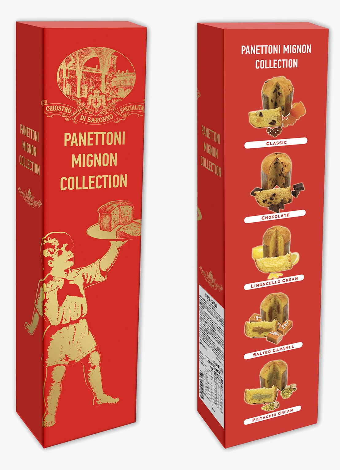 Chiostro di Saronno Mignon panettoni 100 gram - 5 stuks - voorkant beige