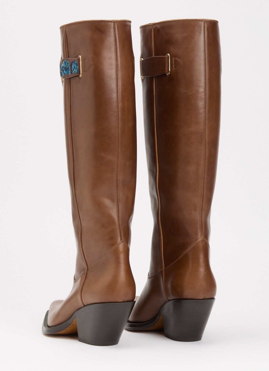 Chloé Azelan cowboylaars van leer - achterkant 5 cognac