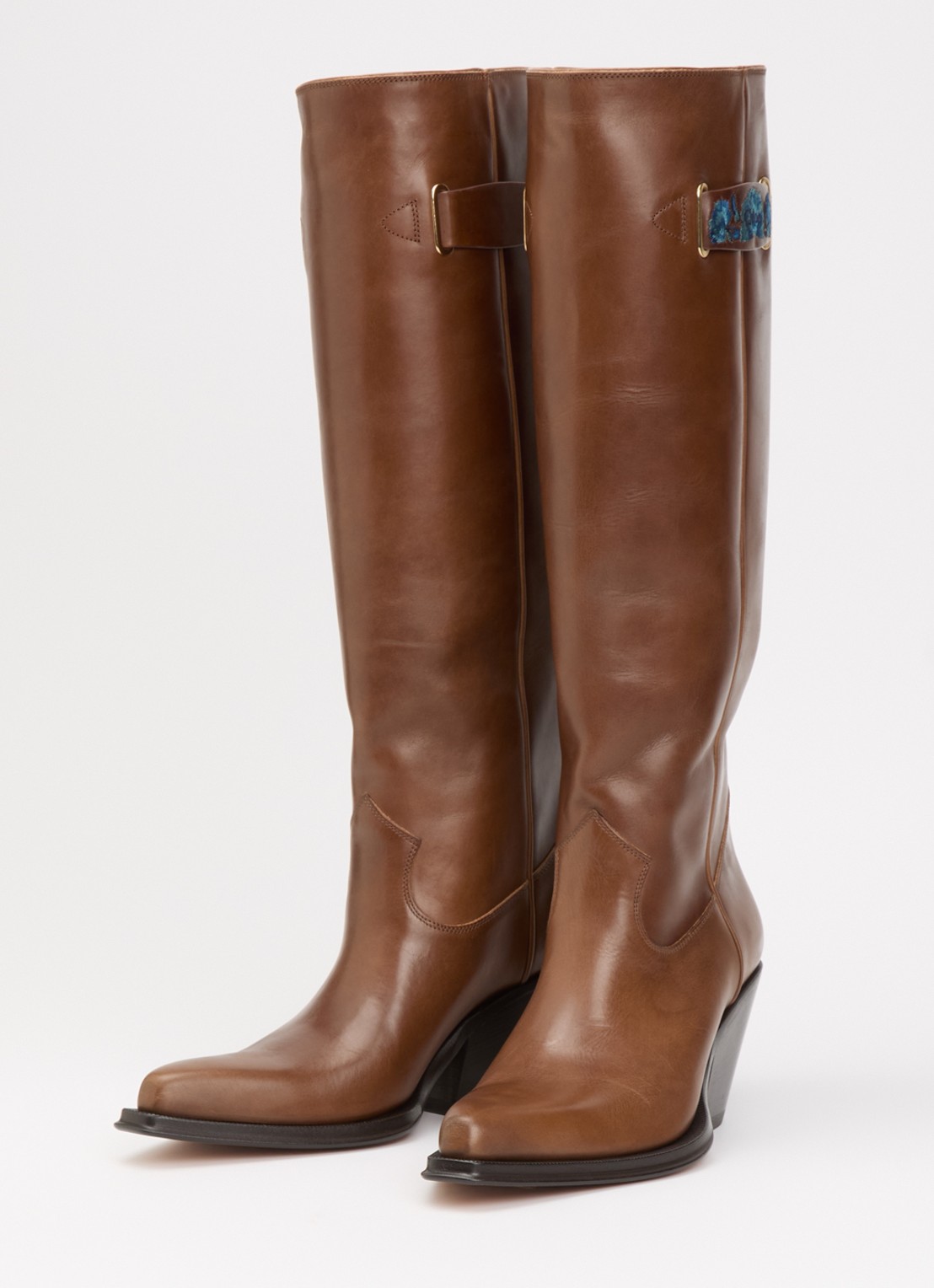Chloé Azelan cowboylaars van leer - detail cognac