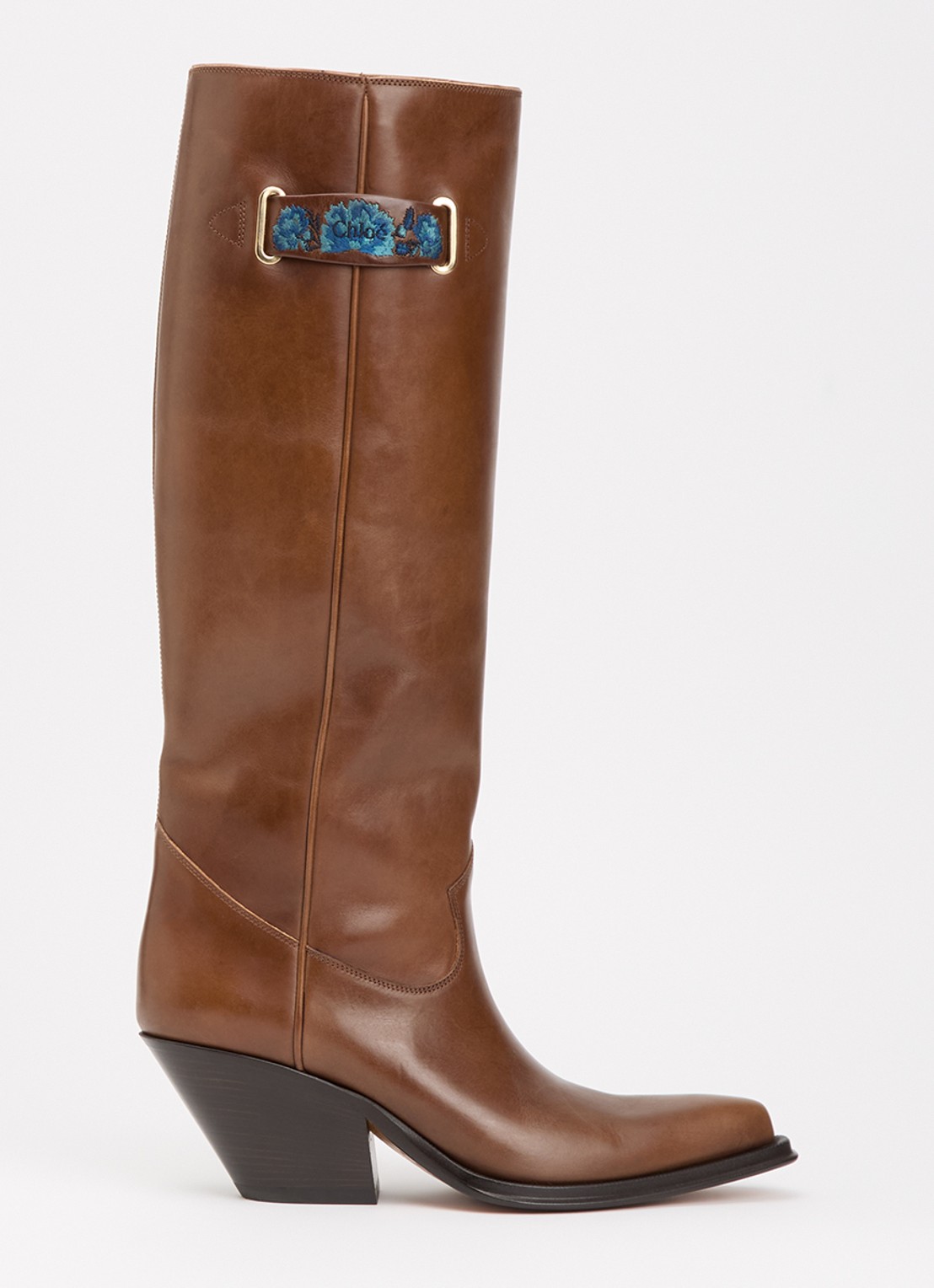 Chloé Azelan cowboylaars van leer - voorkant 4 cognac