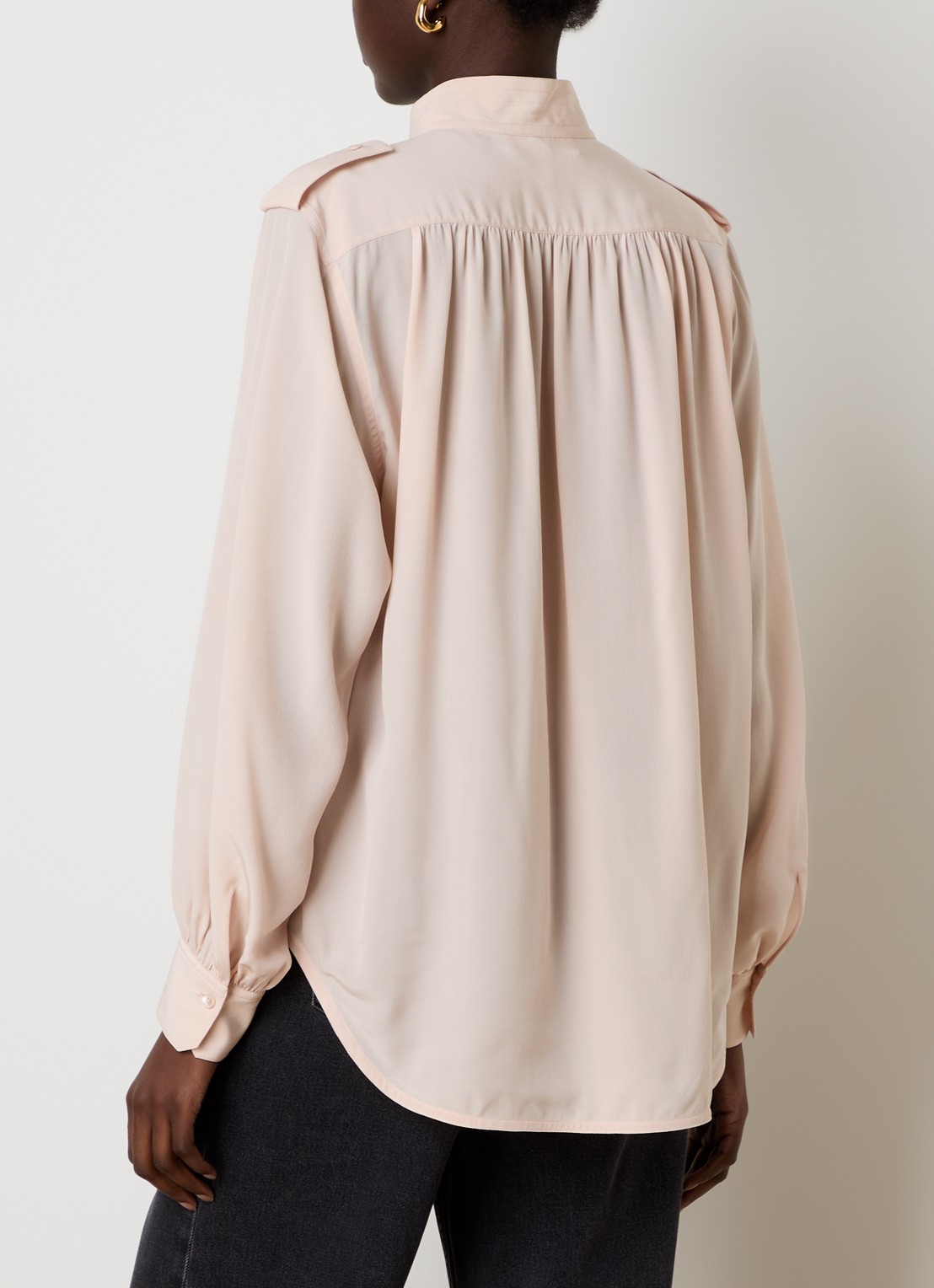 Chloé Blouse van zijde met borstzakken - achterkant zalmroze