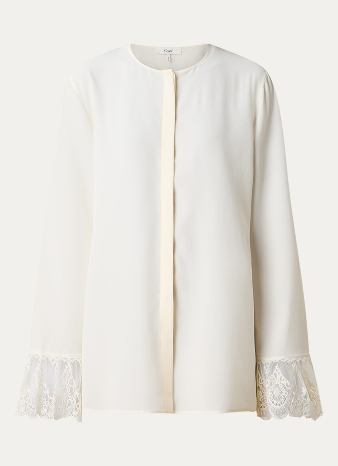 Chloé Blouse van zijde met details van kant - voorkant creme