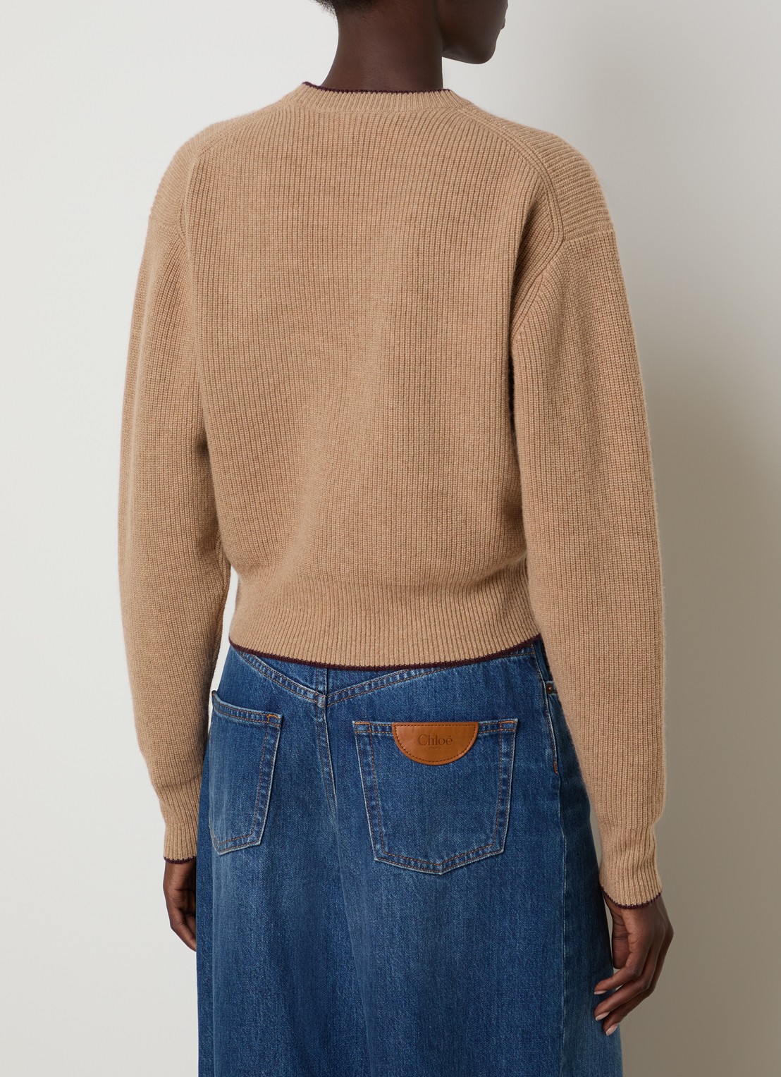 Chloé Blouse van zijde met details van kant - achterkant bruin