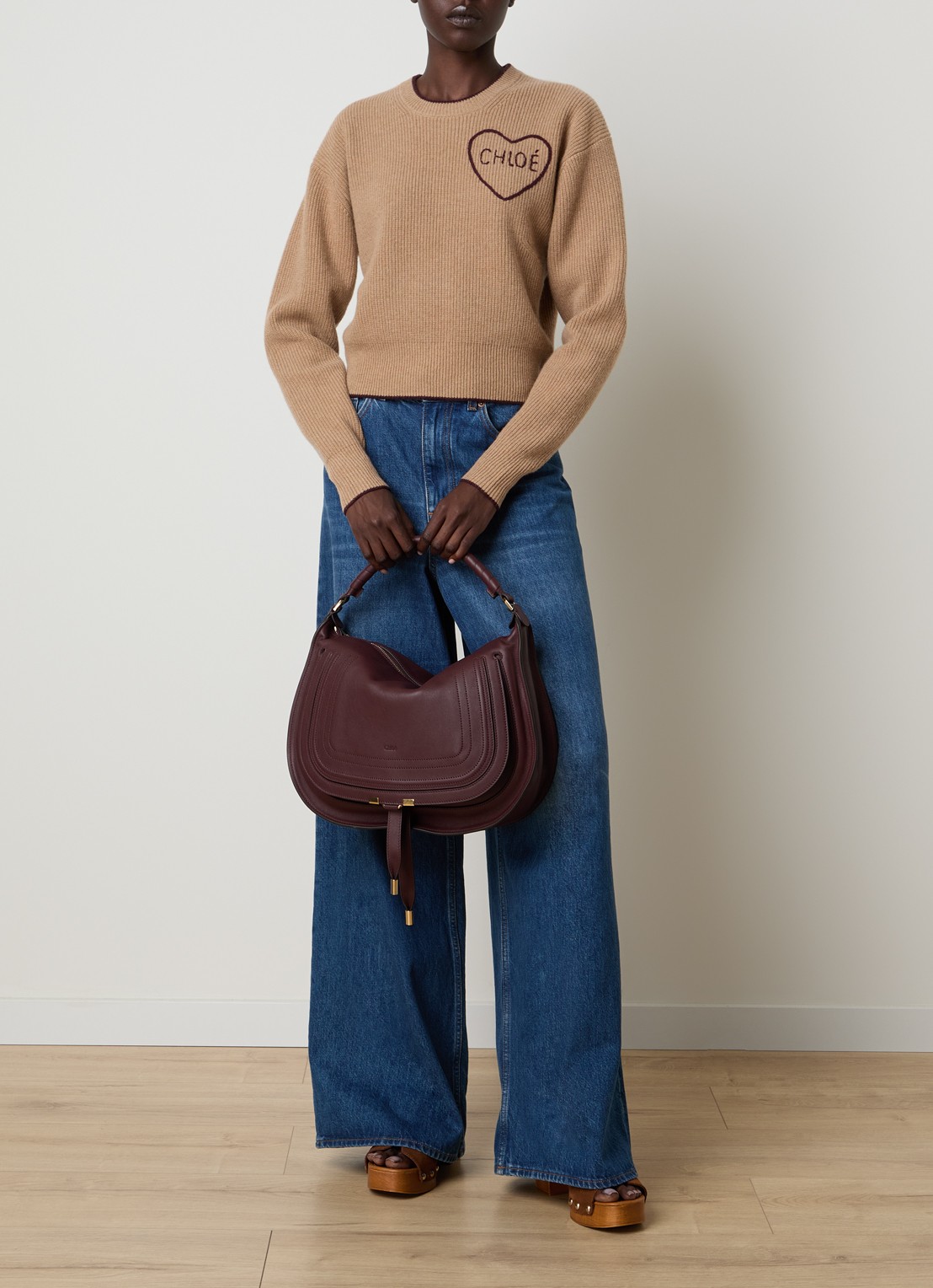 Chloé Blouse van zijde met details van kant - voorkant 5 bruin