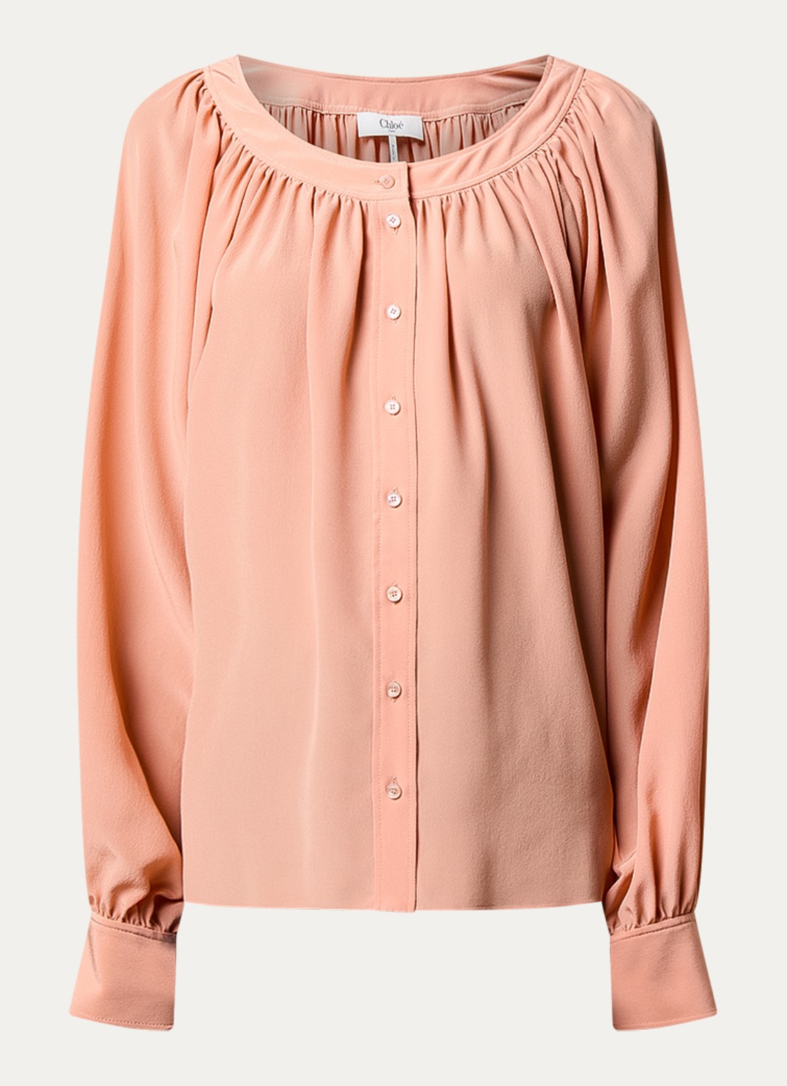 Chloé Blouse van zijde met ronde hals - voorkant 3 oudroze