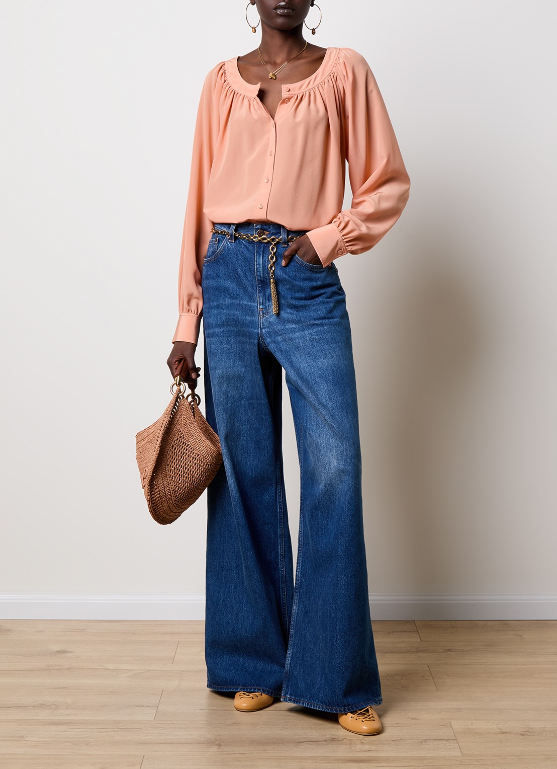 Chloé Blouse van zijde met ronde hals - voorkant 4 oudroze