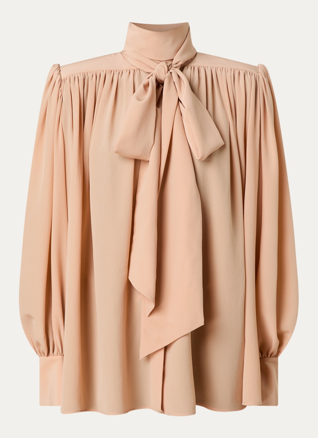 Chloé Blouse van zijde met sjaalkraag - voorkant zalmroze