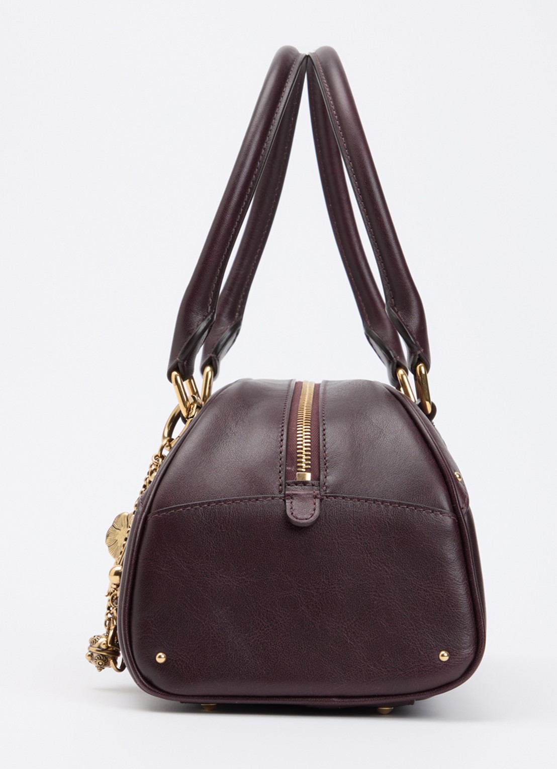 Chloé Bowling handtas van van kalfsleer met kettingdetail - detail 2 aubergine