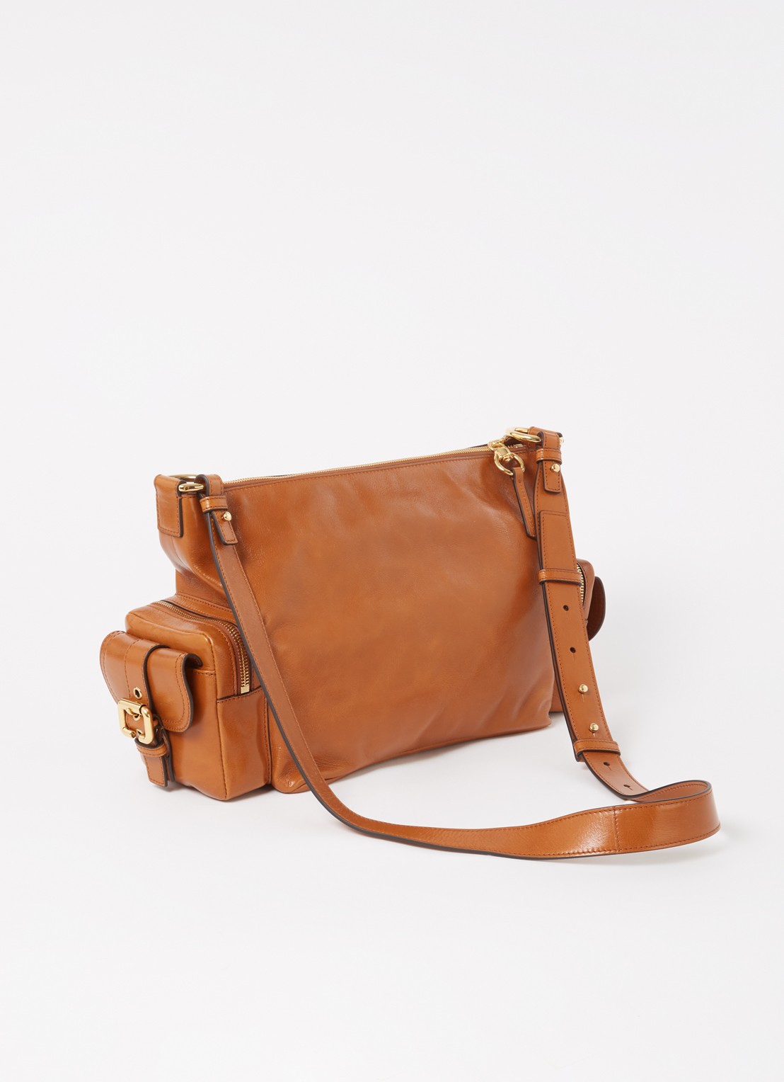 Chloé Camera Bag crossbodytas van leer met afneembare schouderriem - achterkant 7 oranjebruin