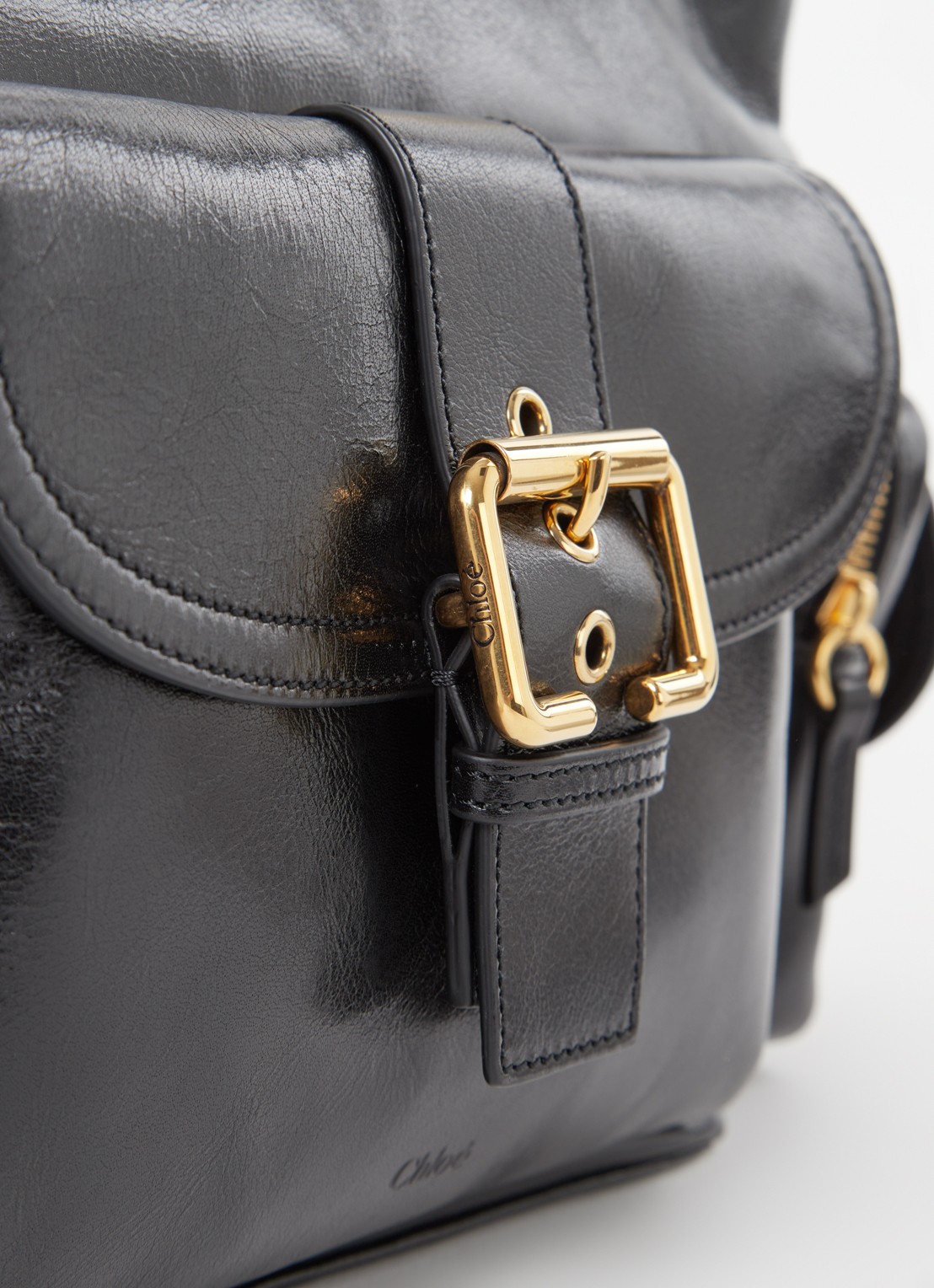 Chloé Camera handtas van buffelleer - detail 3 zwart