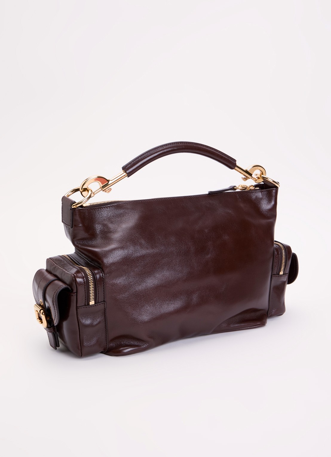 Chloé Camera handtas van buffelleer - achterkant 8 donkerbruin