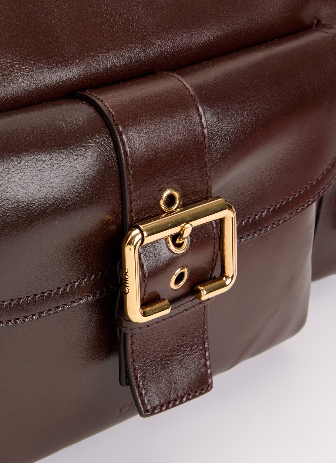 Chloé Camera handtas van buffelleer - detail 3 donkerbruin