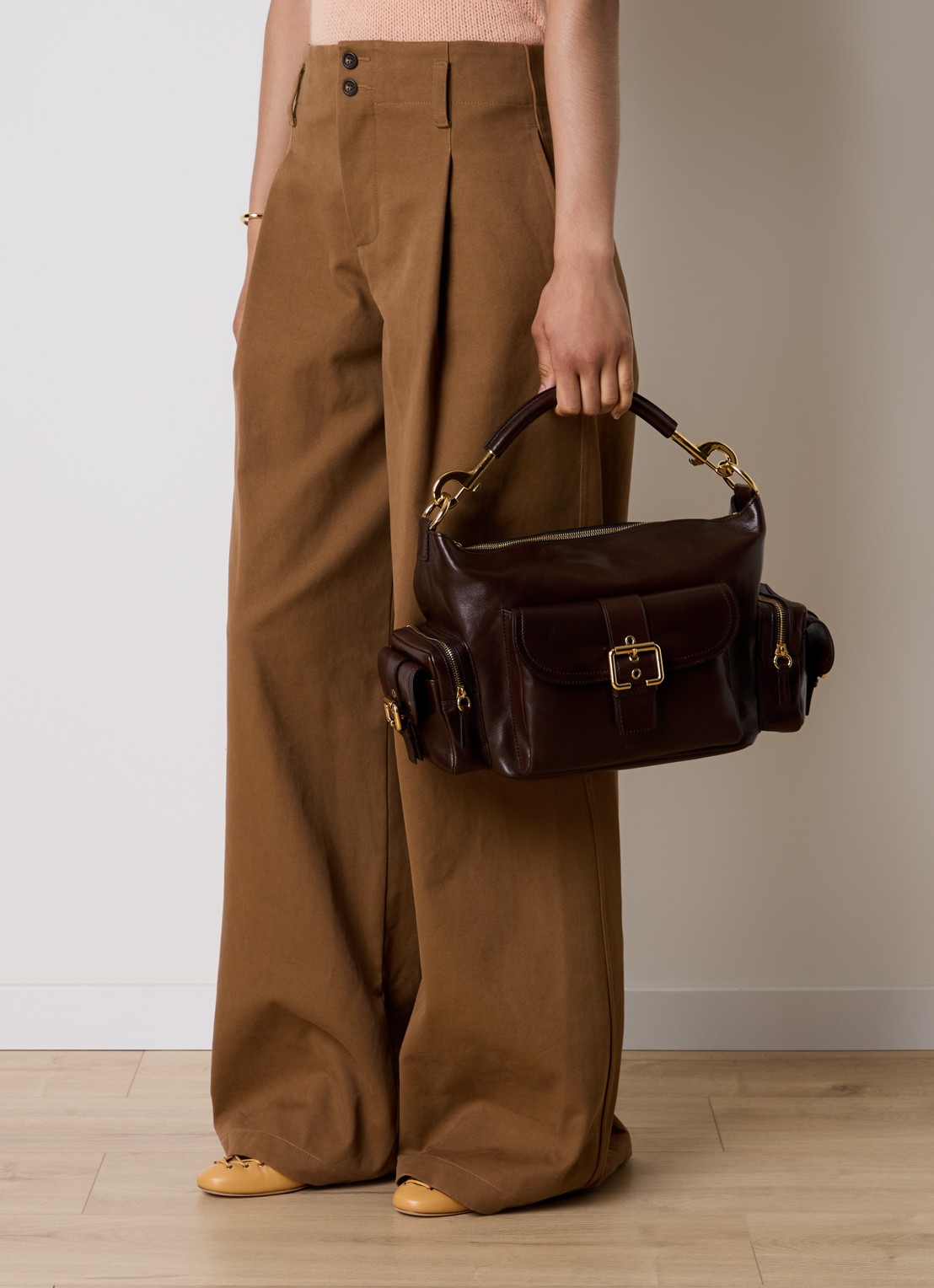 Chloé Camera handtas van buffelleer - voorkant 7 donkerbruin