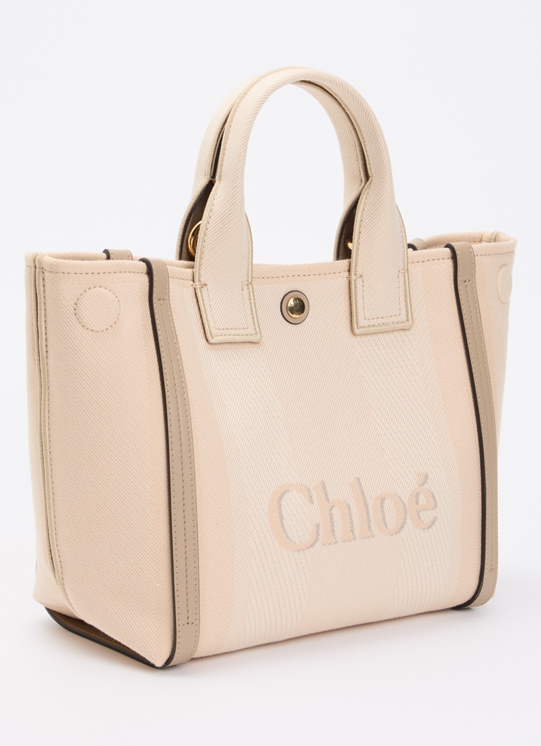 Chloé Carry schoudertas van canvas met afneembare schouderriem - achterkant 6 beige
