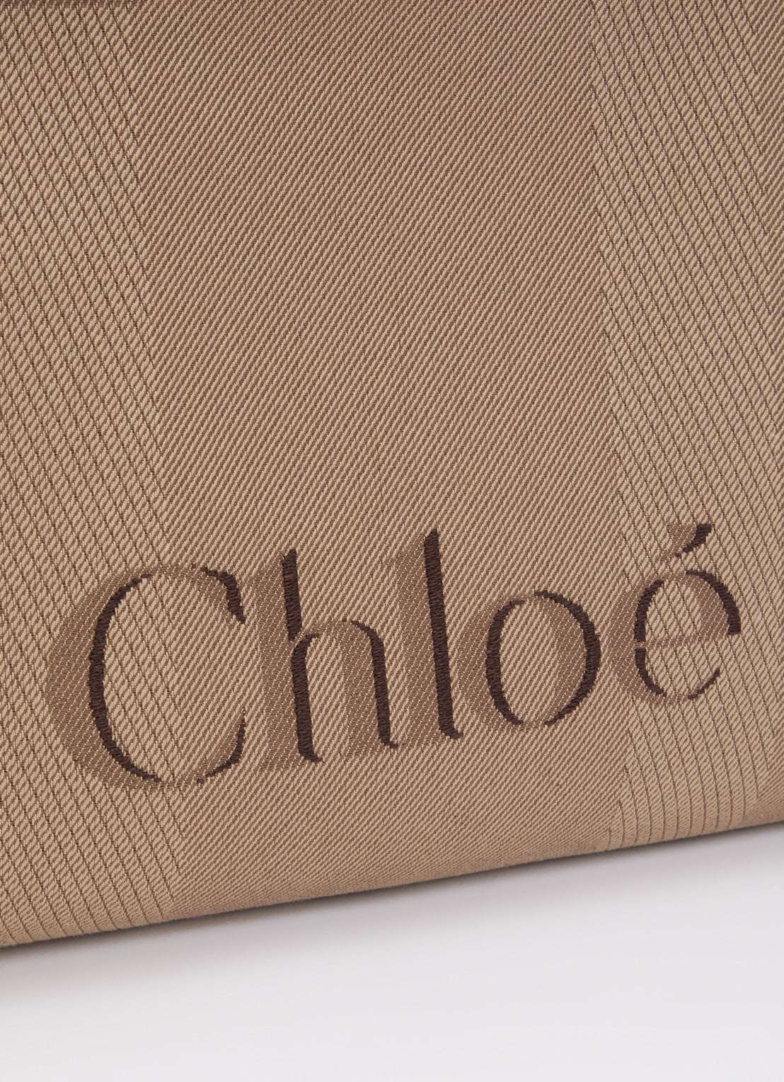 Chloé Carry shopper van canvas met kalfsleren details - detail 4 lichtbruin