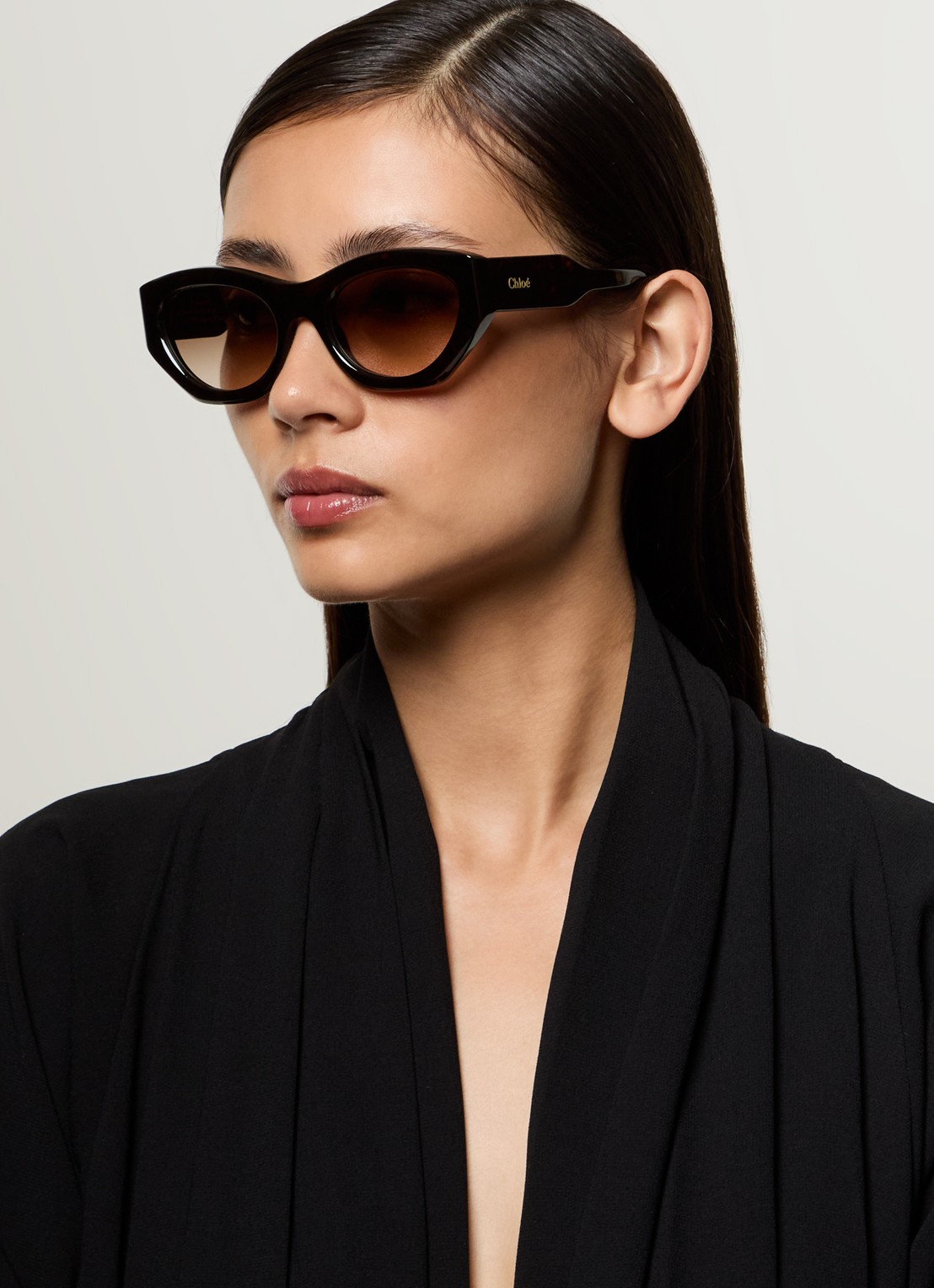 Chloé Cat Eye zonnebril CH0220S  - voorkant 2 donkerbruin