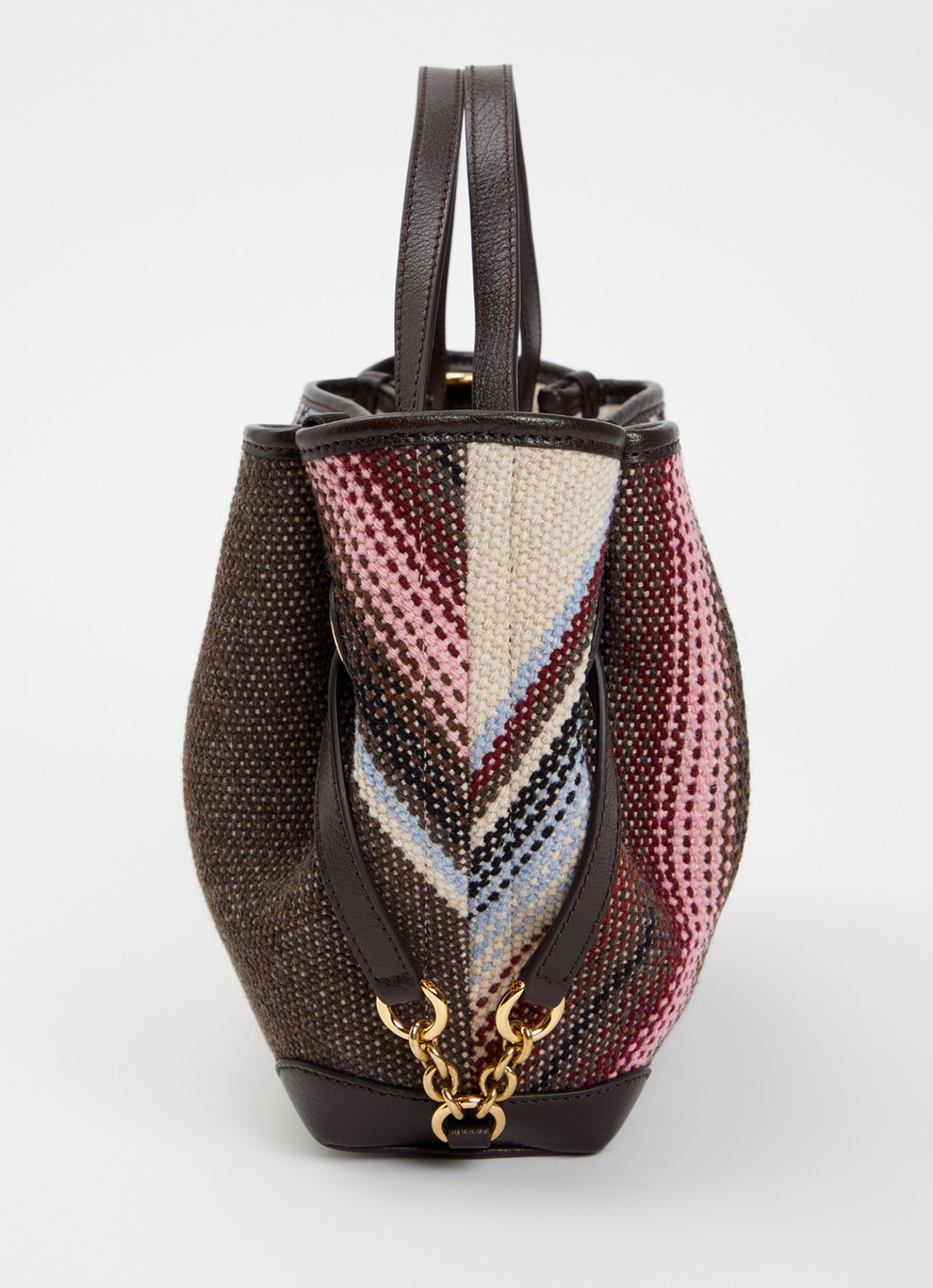 Chloé Clover handtas van canvas met kalfsleren details en streepprint - detail 3 bruin