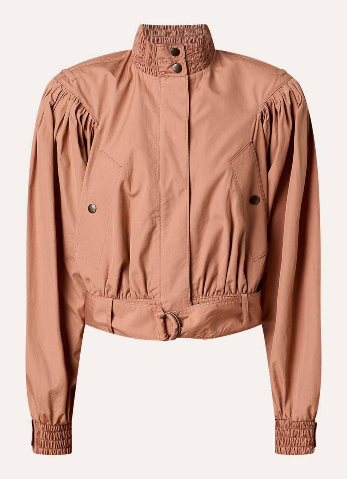 Chloé Cropped trenchcoat met pofmouw en ceintuur - voorkant 4 camel