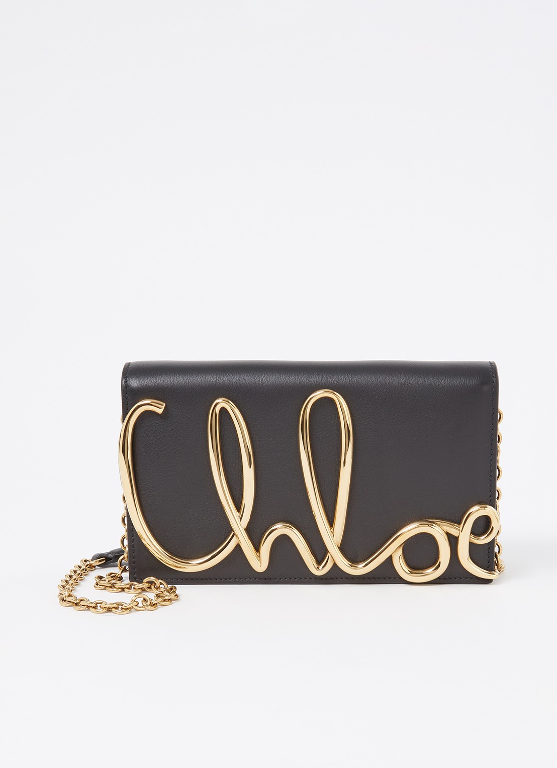 Chloé Crossbodytas van kalfsleer met logo - voorkant 5 zwart