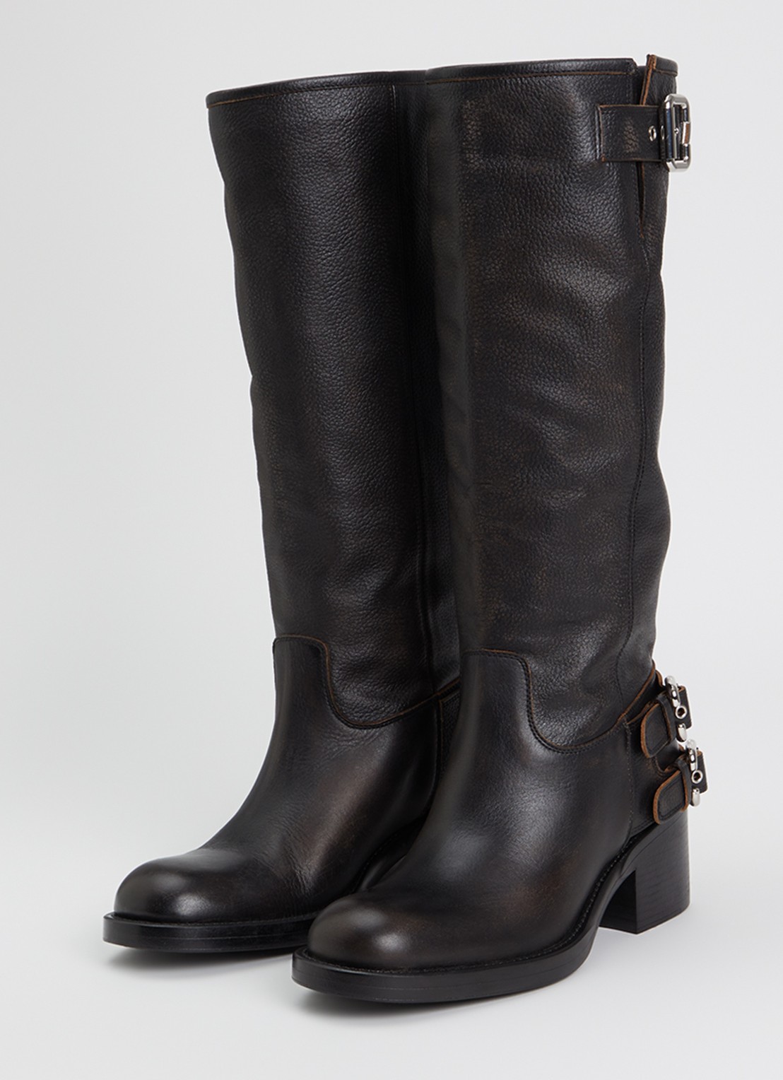 Chloé Dakota laars van kalfsleer met gespdetail - detail 2 donkerbruin