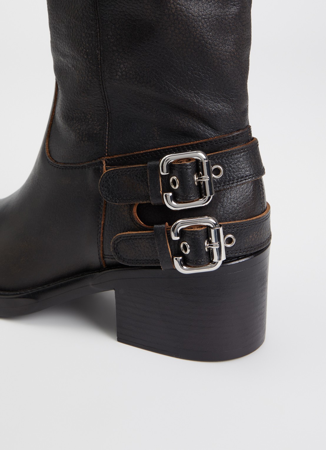 Chloé Dakota laars van kalfsleer met gespdetail - detail 4 donkerbruin