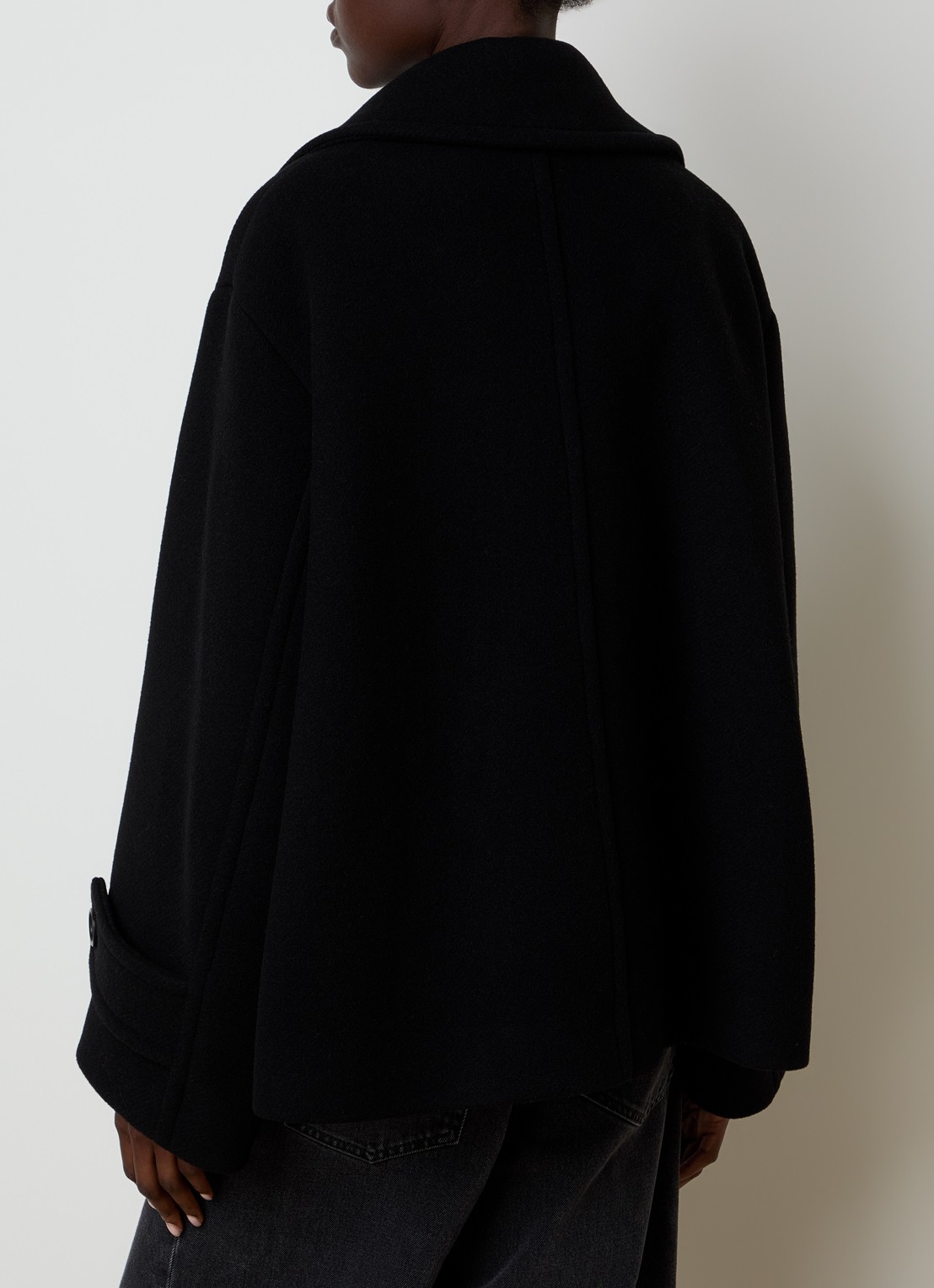 Chloé Double-breasted mantel in scheerwolblend met col - achterkant 6 zwart