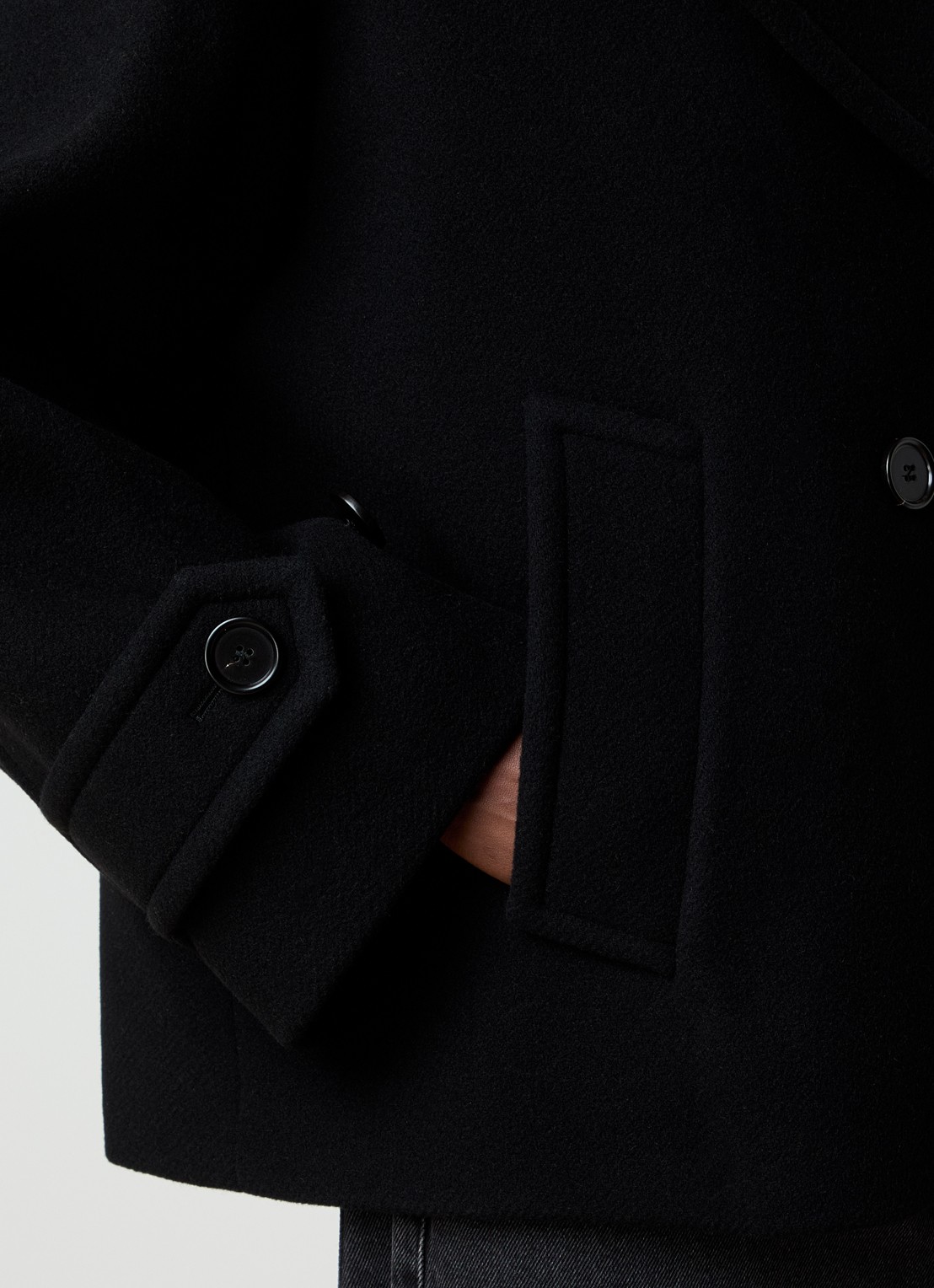 Chloé Double-breasted mantel in scheerwolblend met col - detail 3 zwart