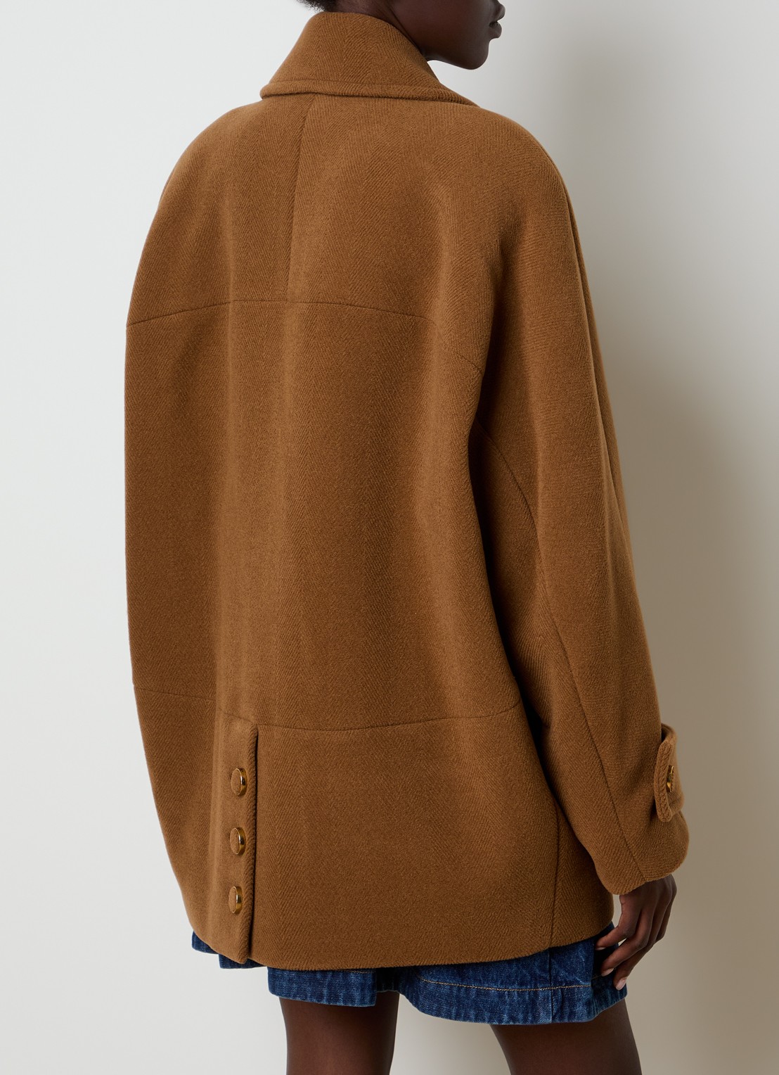 Chloé Double-breasted mantel van scheerwol met steekzakken - achterkant 6 camel