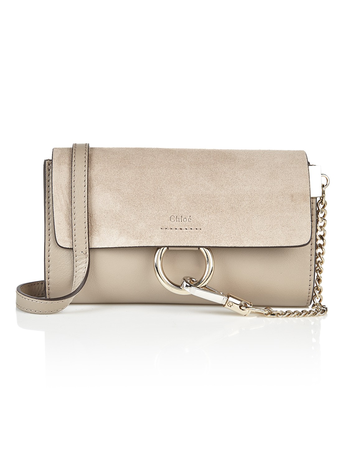 Chloé Faye clutch van kalfsleer en suède - voorkant 3 middengrijs