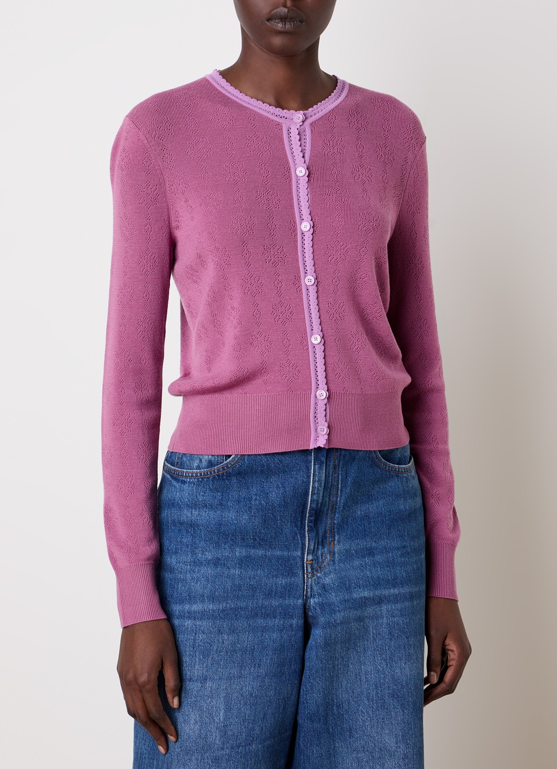 Chloé Fijngebreid vest  - detail 3 donkerroze