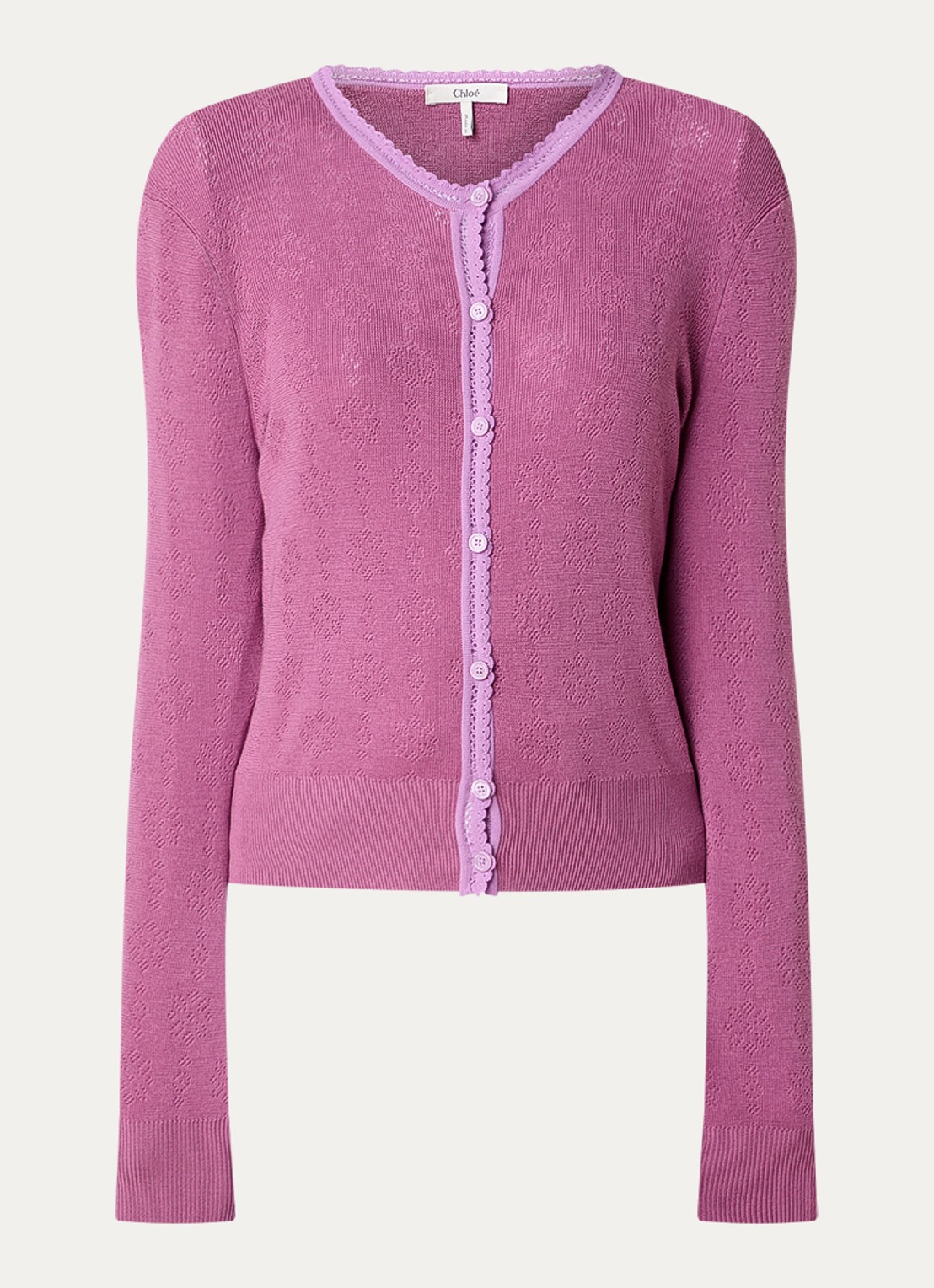 Chloé Fijngebreid vest  - voorkant donkerroze