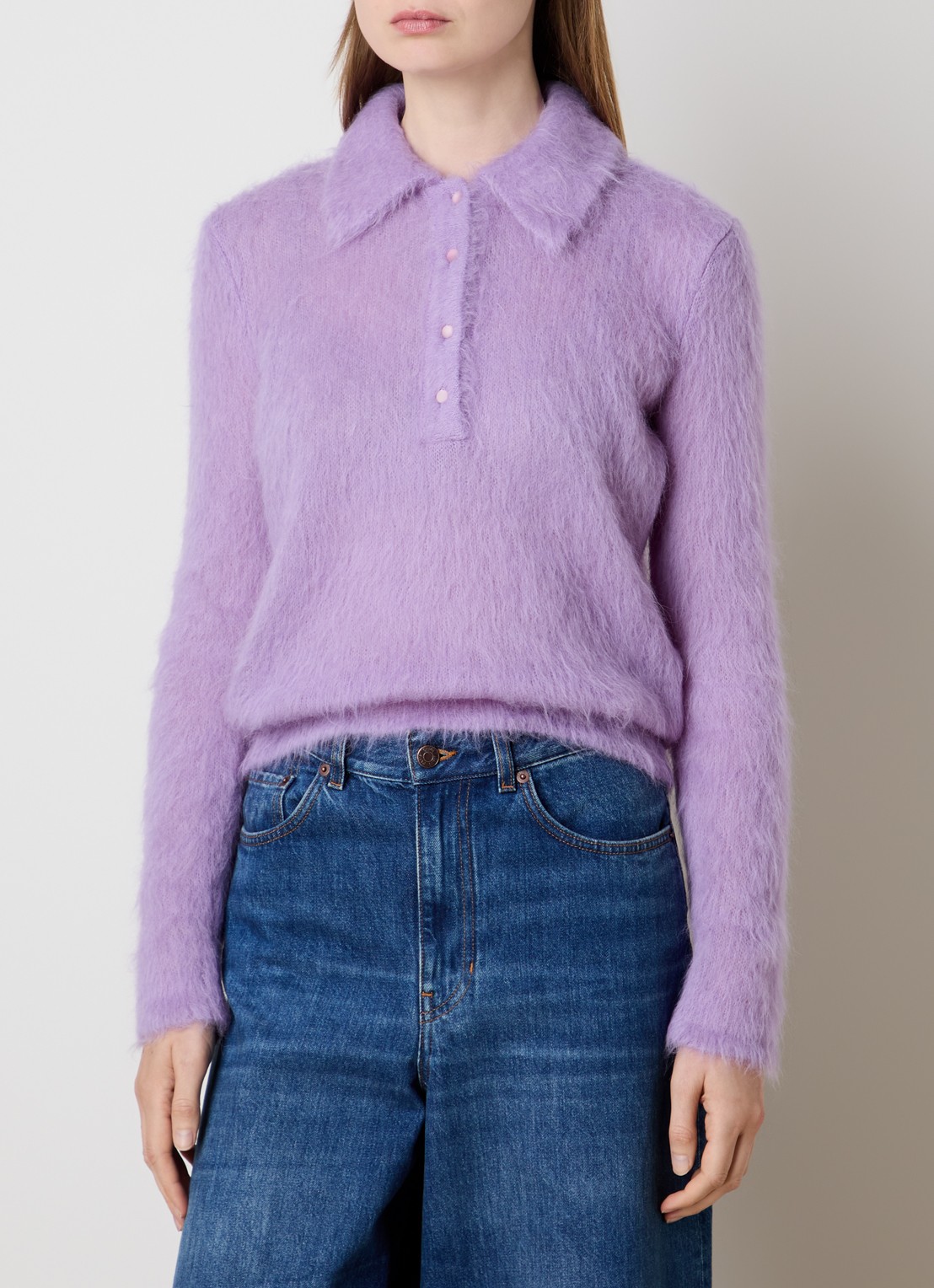 Chloé Fijngebreide trui in alpaca wolblend - detail 2 lavendel