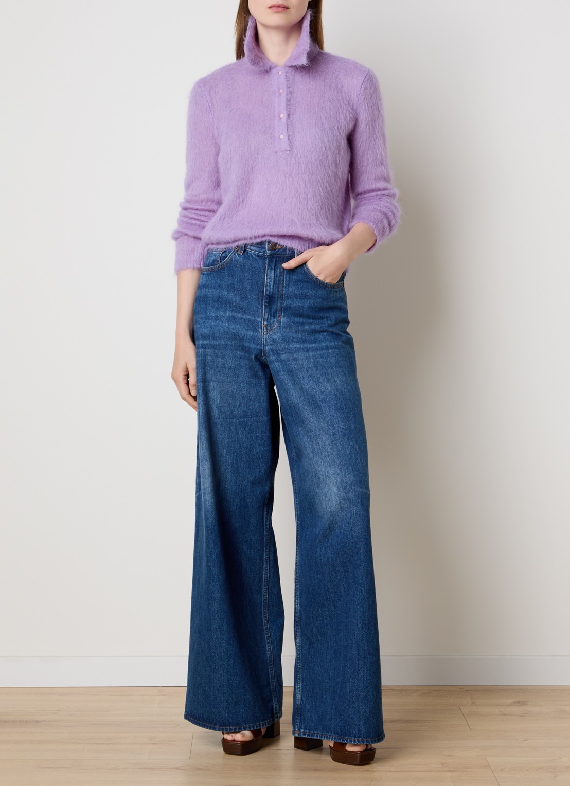 Chloé Fijngebreide trui in alpaca wolblend - voorkant 5 lavendel