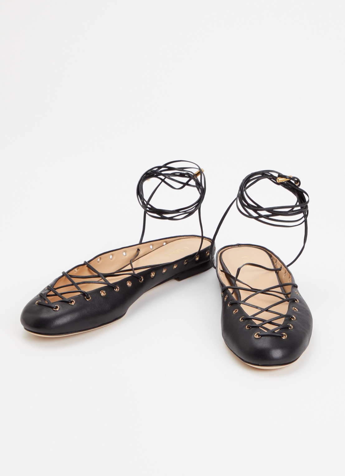 Chloé Ghillies ballerina van lamsleer - detail 2 zwart