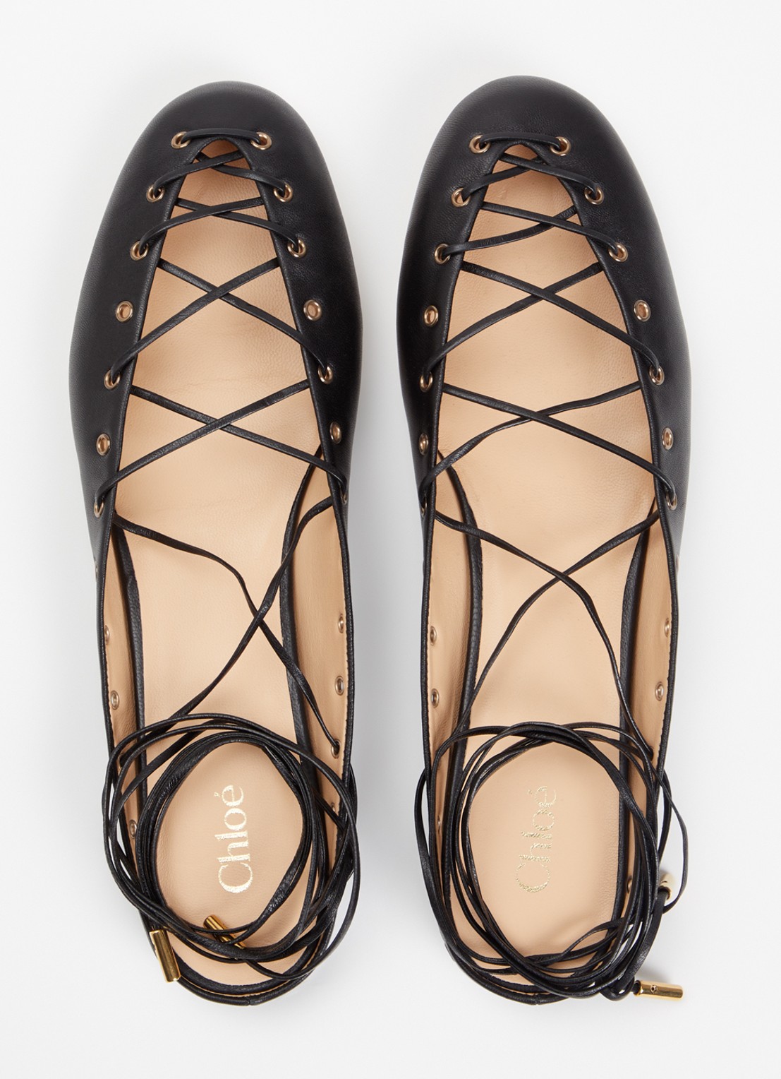 Chloé Ghillies ballerina van lamsleer - detail 3 zwart