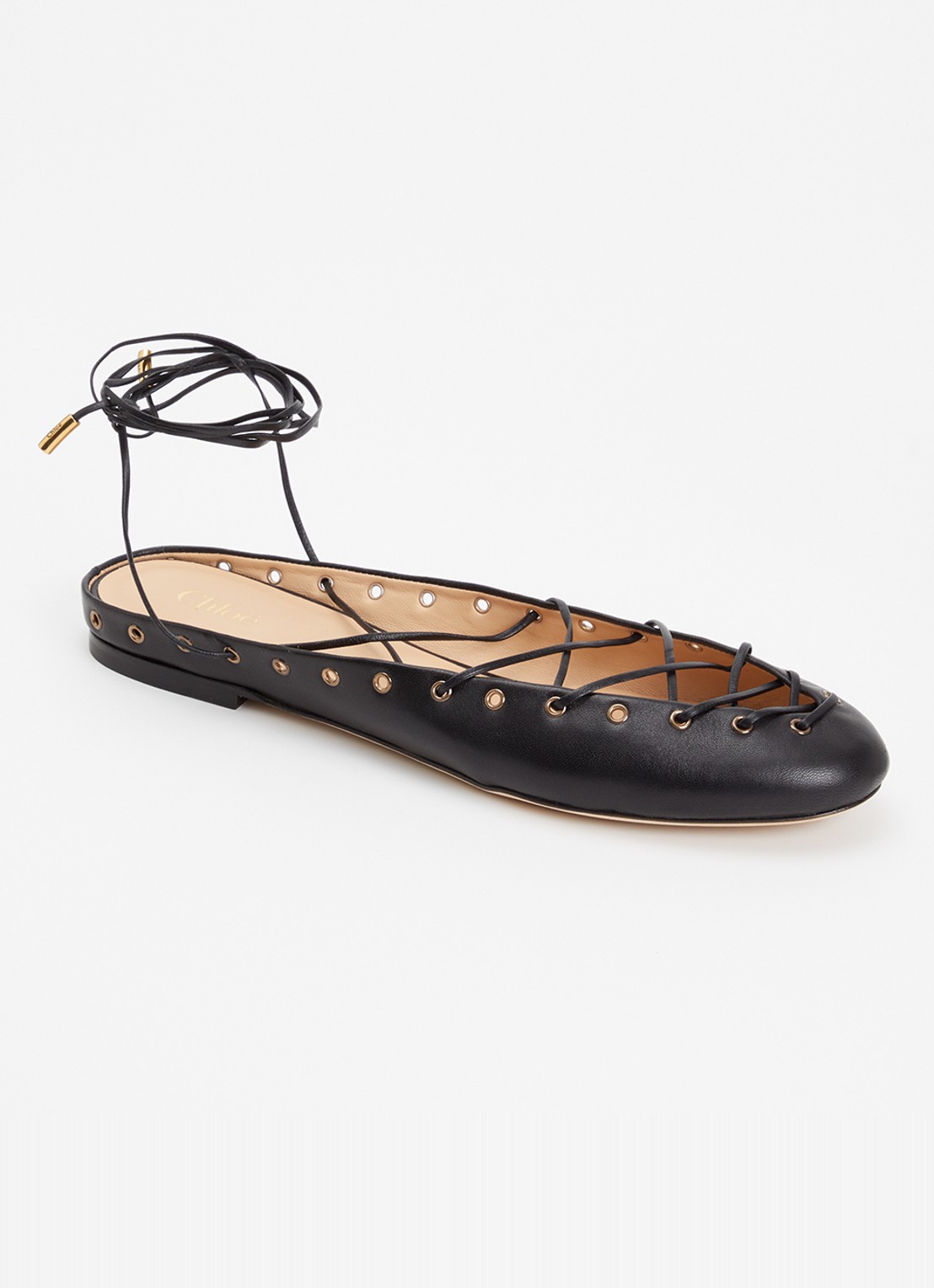 Chloé Ghillies ballerina van lamsleer - voorkant 6 zwart