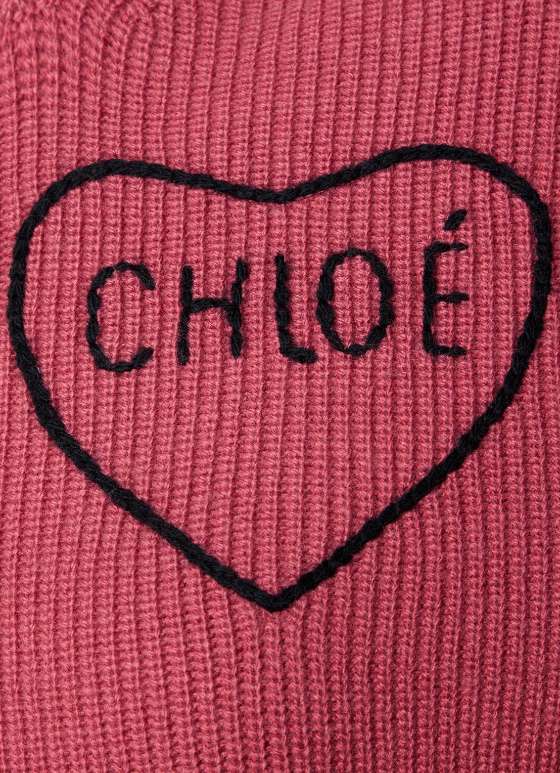 Chloé Grofgebreide trui in kasjmierblend met logo - detail 5 koraalroze