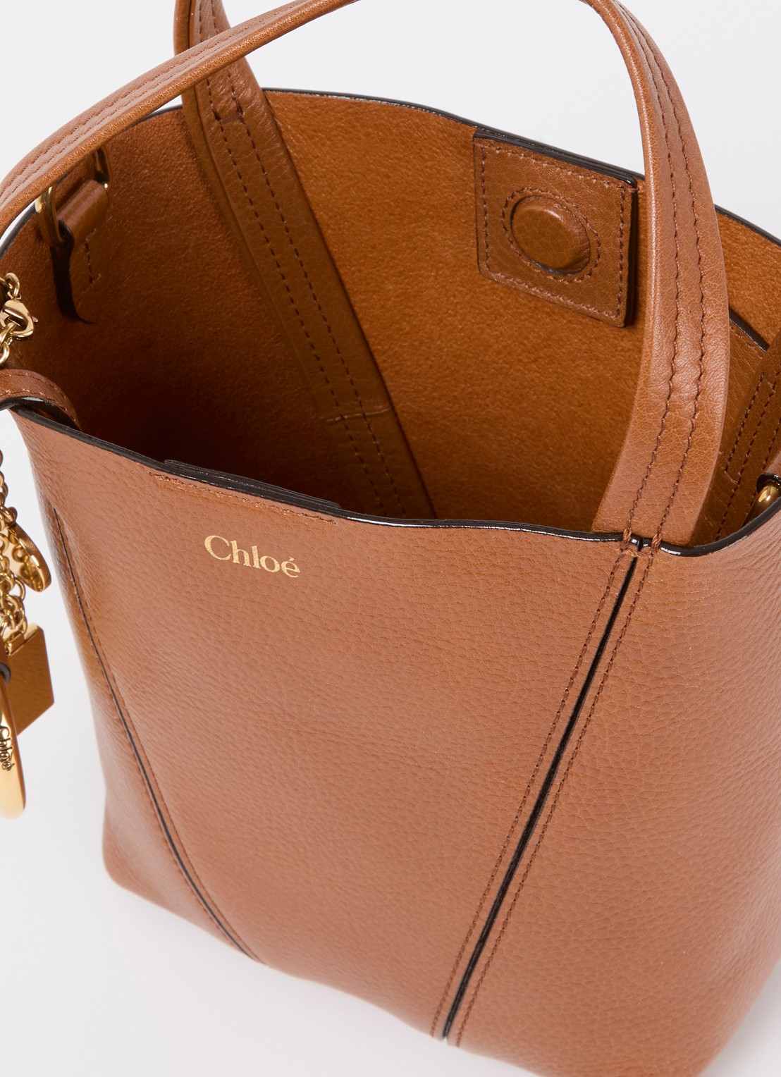 Chloé Handtas van leer met afneembare schouderriem - detail bruin