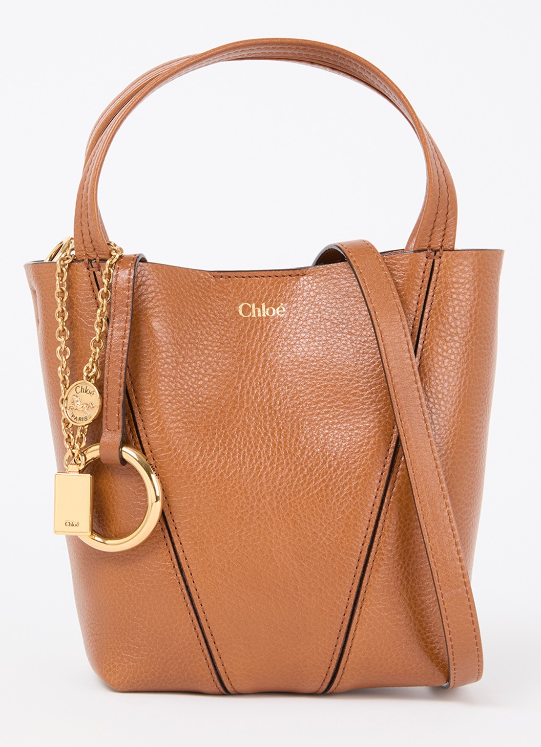Chloé Handtas van leer met afneembare schouderriem - voorkant 4 bruin