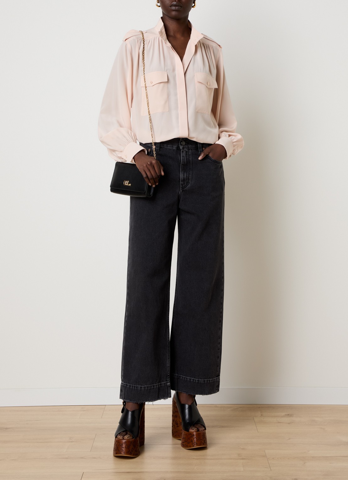 Chloé High waist straight leg jeans met gekleurde wassing - voorkant 3 antraciet