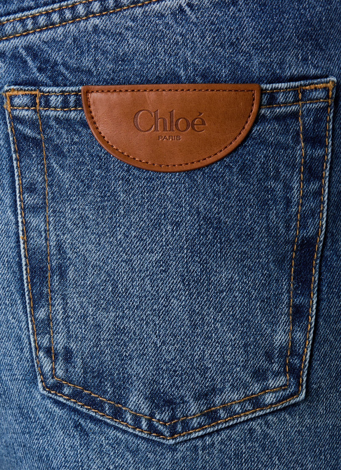 Chloé High waist wide fit culotte van denim met medium wassing - detail 5 indigo