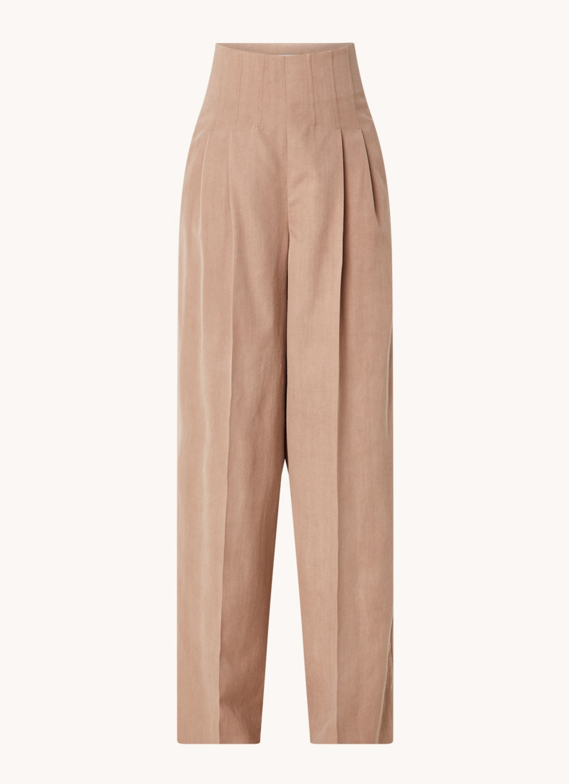 Chloé High waist wide fit pantalon van scheerwol met persplooi - voorkant 3 beige