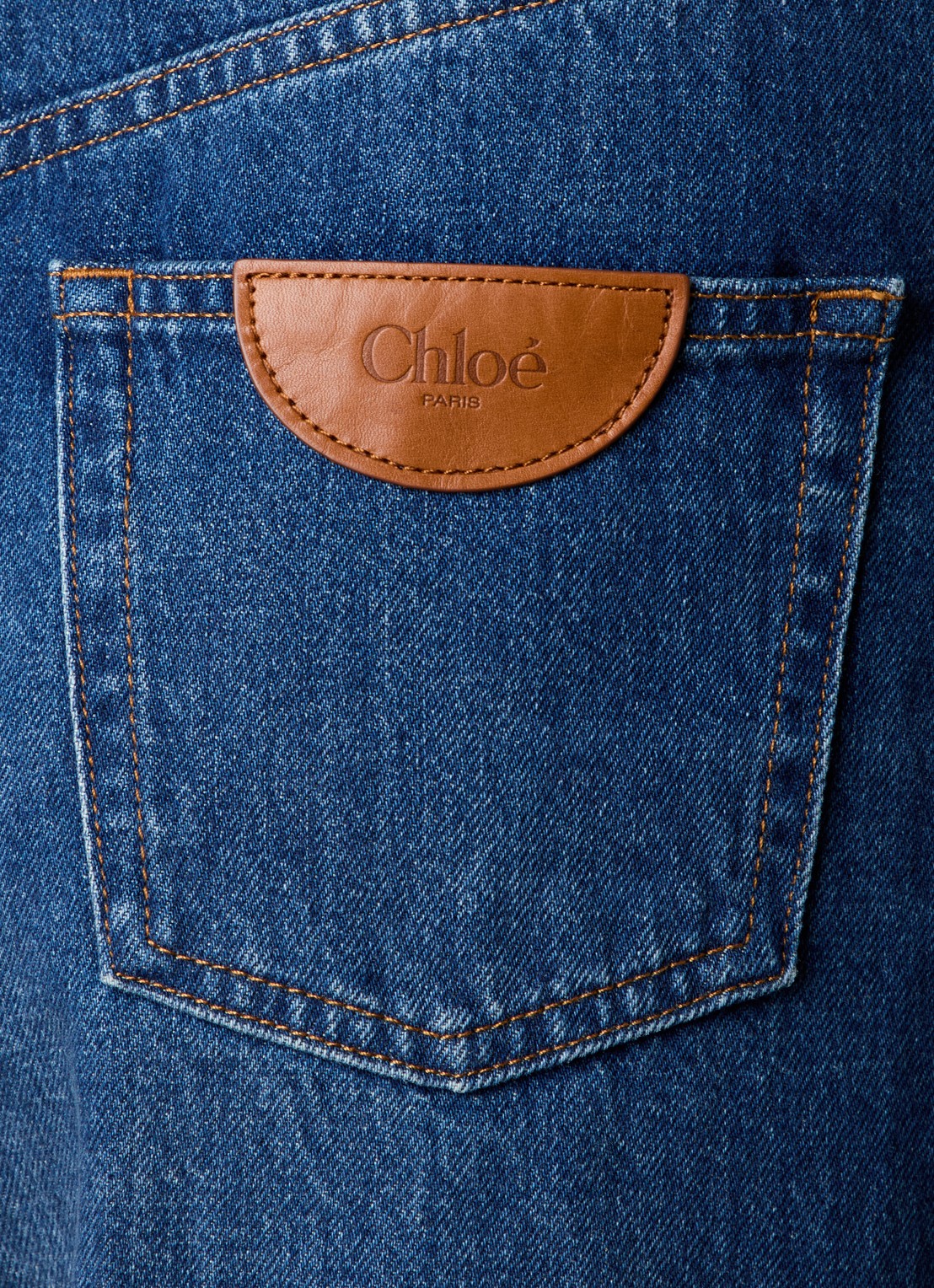 Chloé High waist wide leg jeans met medium wassing - detail 3 indigo